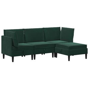 vidaXL Juego de muebles de sal&oacute;n 4 pcs Verde oscuro Terciopelo