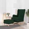 vidaXL Sill&oacute;n con patas mecedoras y taburete de tela verde oscuro
