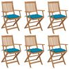 vidaXL Sillas de jard&iacute;n plegables 6 uds y cojines madera maciza acacia