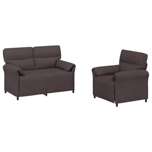 vidaXL Juego de Sof&aacute; 2 uds. Marr&oacute;n Oscuro Tela