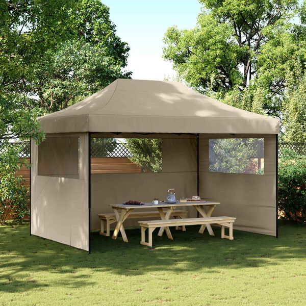 vidaXL Carpa de Fiesta Taup&eacute; 279 x 410 x 315 cm Tela Oxford