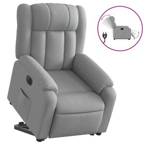 vidaXL Sill&oacute;n el&eacute;ctrico reclinable elevable de tela gris claro
