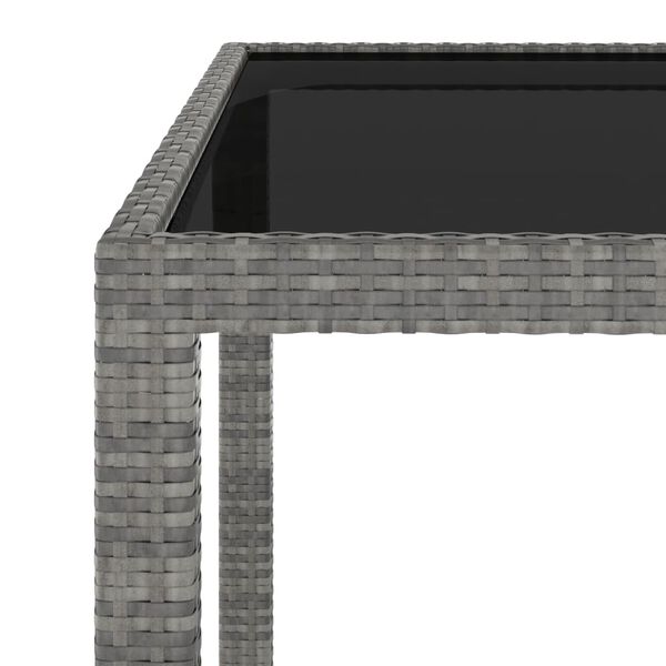 vidaXL Mesa de jardín ratán sintético gris 90x90x75 cm