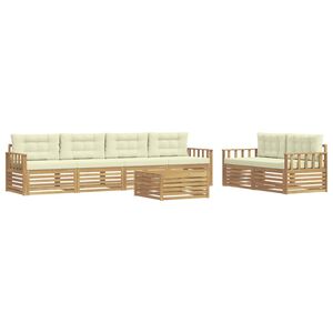 vidaXL Conjunto de sof&aacute;s de exterior 7 uds. Blanco y Crema Poli&eacute;ster