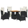 vidaXL Set de muebles jard&iacute;n 5 pzas con cojines rat&aacute;n sint&eacute;tico negro