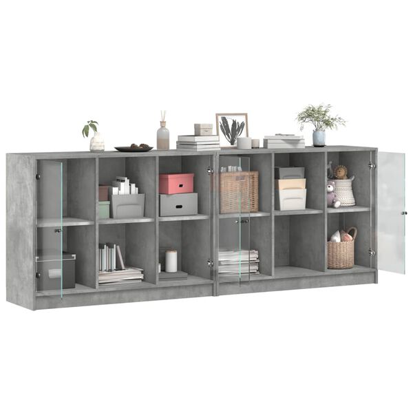vidaXL Estanter&iacute;a con puertas madera de ingenier&iacute;a gris 204x37x75 cm