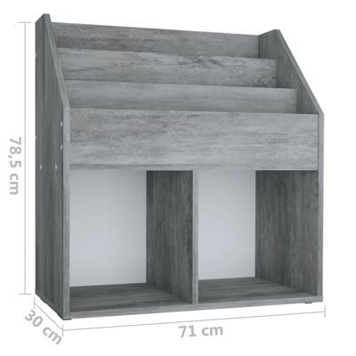 vidaXL Revistero de niños madera de ingeniería hormigón 71x30x78,5 cm