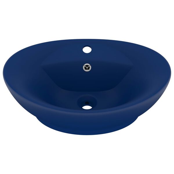 vidaXL Lavabo lujoso con rebosadero cerámica azul oscuro 58,5x39cm
