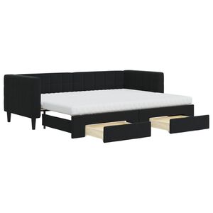 vidaXL Sof&aacute; cama nido con cajones terciopelo negro 80x200 cm