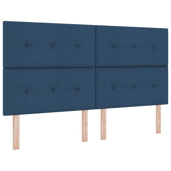 vidaXL Cama tipo Box Spring con colch&oacute;n Azul 180 x 200 cm tela