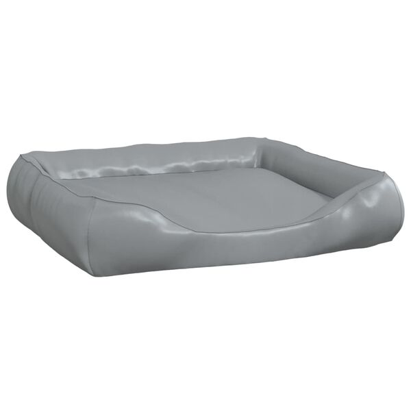 vidaXL Cama para perros de cuero sint&eacute;tico gris claro 80x68x23 cm