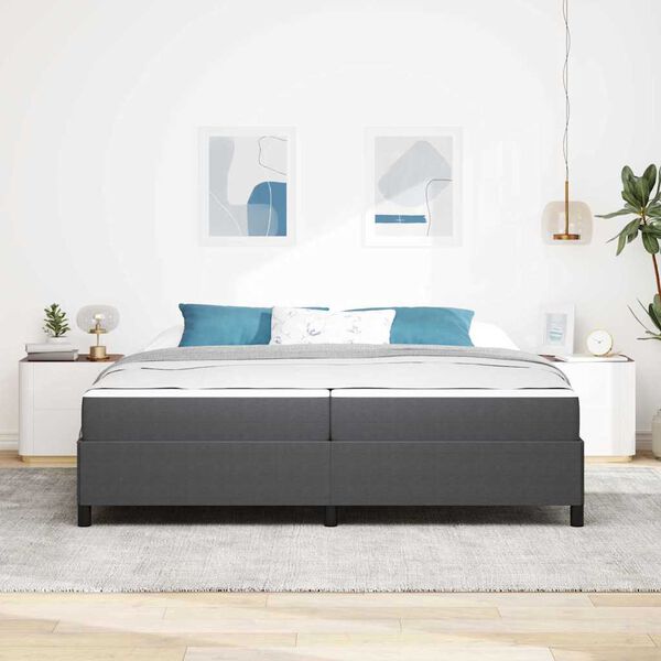 vidaXL Estructura de cama con colchón Gris oscuro 200 x 200 cm tela