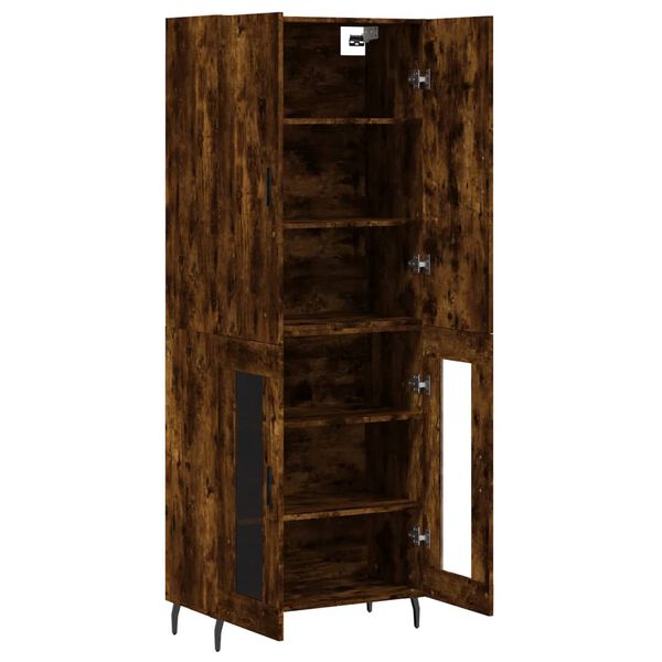 vidaXL Aparador alto madera contrachapada roble ahumado 69,5x34x180 cm