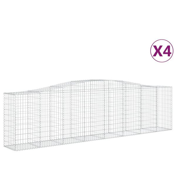 vidaXL Cestas de gaviones 4 uds forma de arco hierro 400x50x100/120 cm