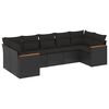 vidaXL Set de comedor de jard&iacute;n 7 pzas y cojines rat&aacute;n sint&eacute;tico negro