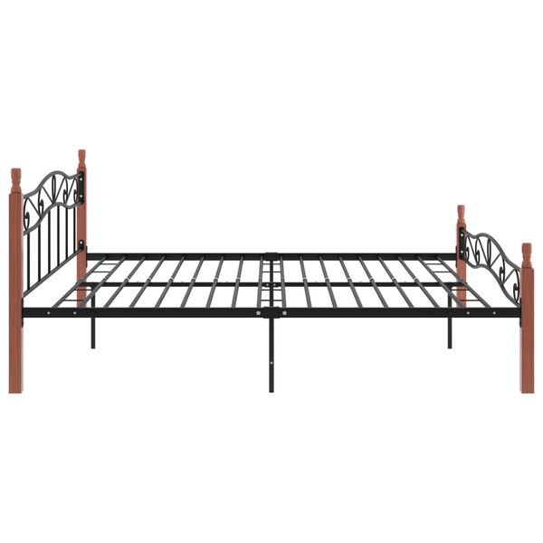 vidaXL Estructura cama sin colch&oacute;n metal madera roble negro 200x200 cm
