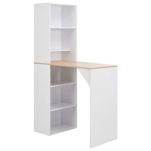 vidaXL Mesa de bar con estanter&iacute;a blanca 115x59x200 cm