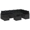 vidaXL Conjunto de sof&aacute; de jard&iacute;n 9 uds. Negro rat&aacute;n sint&eacute;tico