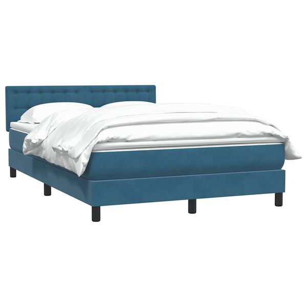 vidaXL Cama box spring con colch&oacute;n terciopelo azul oscuro 160x220 cm