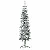 vidaXL Mitad &aacute;rbol Navidad artificial delgado con nieve 150 cm