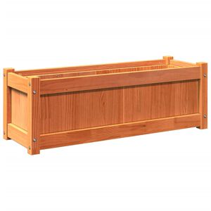 vidaXL Jardinera exterior madera maciza pino marr&oacute;n cera 90x31x31 cm