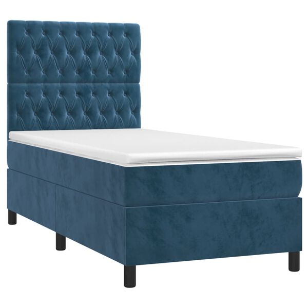 vidaXL Cama box spring con colch&oacute;n terciopelo azul oscuro 80x200 cm