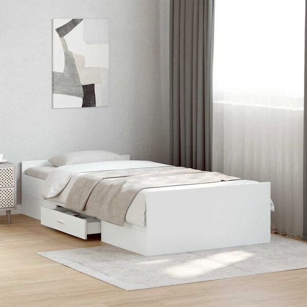 vidaXL Cama con cajones madera de ingenier&iacute;a blanca 75x190 cm