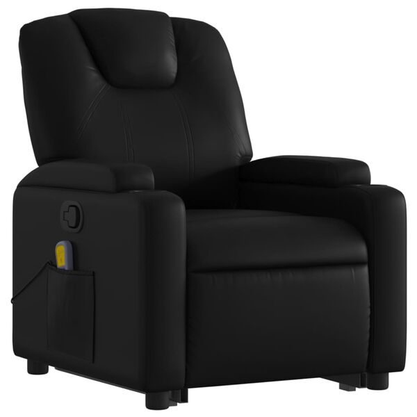 vidaXL Sillón reclinable de masaje de pie cuero artificial negro