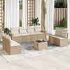vidaXL Set de sof&aacute;s de jard&iacute;n 9 pzas con cojines rat&aacute;n sint&eacute;tico beige