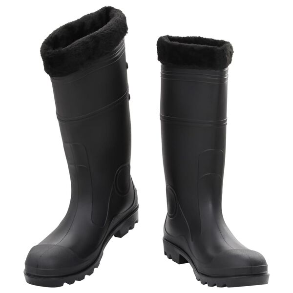 vidaXL Botas de agua con calcetines extraíbles negro número 44 PVC