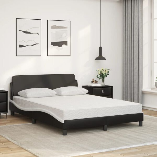 vidaXL Cama con colch&oacute;n Dover cuero sint&eacute;tico negro y blanco 120x200 cm