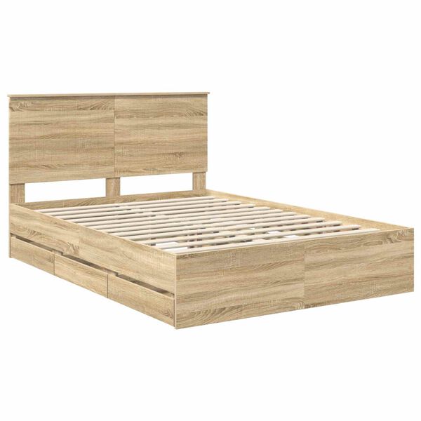 vidaXL Estructura de cama Roble Sonoma 135 x 190 cm Madera Ingenieril