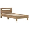 vidaXL Estructura de cama con cabecera Roble artesanal 98.5 x 200 cm