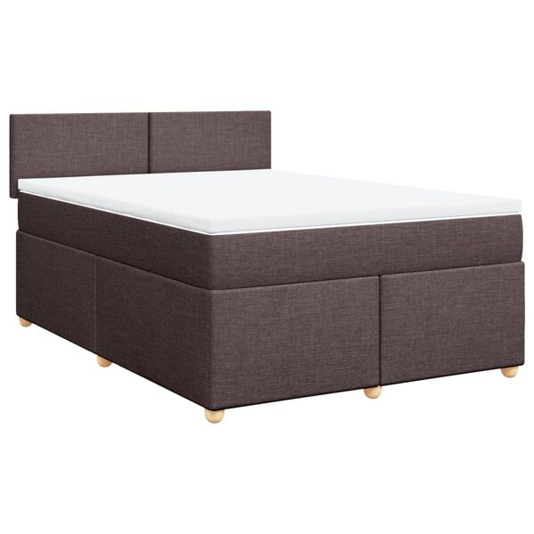 vidaXL Cama box spring con colch&oacute;n tela marr&oacute;n oscuro 140x200 cm
