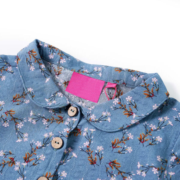 Vestido infantil de manga larga azul petr&oacute;leo 140