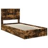 vidaXL Cama con almacenamiento con cabecera Roble ahumado 100 x 200 cm