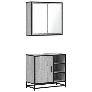 vidaXL Set de muebles de ba&ntilde;o 2 pzas madera contrachapada gris sonoma