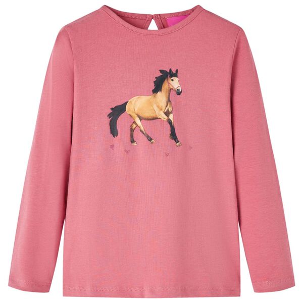 Camiseta infantil de manga larga rosa envejecido 128