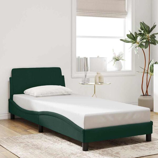 vidaXL Estructura de cama Dover terciopelo verde oscuro 90x200cm