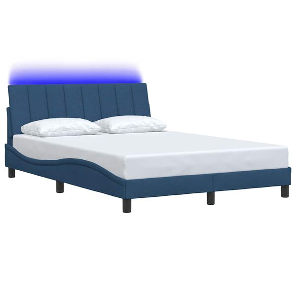 vidaXL Estructura de cama sin colch&oacute;n Hanko tela azul 140x200 cm