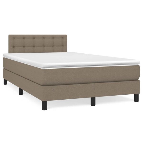 vidaXL Cama box spring con colch&oacute;n tela gris taupe 120x190 cm