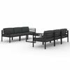 vidaXL Set muebles de jard&iacute;n 7 pzas y cojines aluminio gris antracita