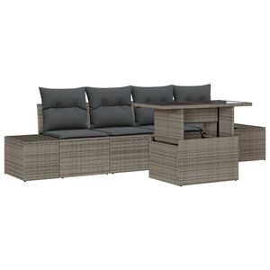 vidaXL Conjunto de sof&aacute; de jard&iacute;n 5 uds. Gris