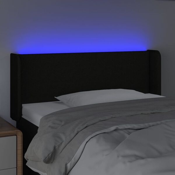 vidaXL Cabecero con LED de tela negro 103x16x78/88 cm