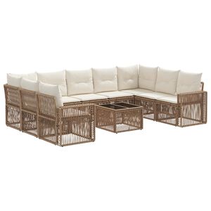 vidaXL Conjunto de sof&aacute;s de jard&iacute;n 10 uds. Beige y blanco crema