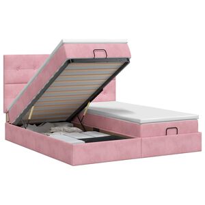 vidaXL Cama otomana con colch&oacute;n con cabecera 2 uds. Rosa Terciopelo
