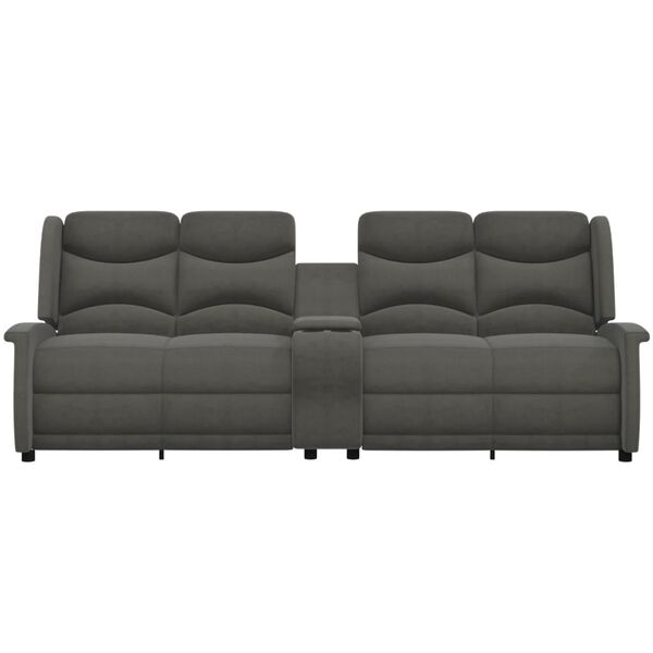 vidaXL Sof&aacute; reclinable de 4 plazas con portavasos gris oscura