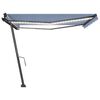 vidaXL Toldo manual retr&aacute;ctil con LED azul y blanco 450x300 cm