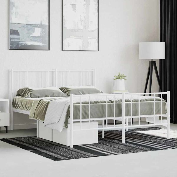 vidaXL Estructura cama sin colch&oacute;n con estribo metal blanco 120x200 cm
