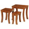 vidaXL Mesas apilables 3 pzas madera maciza acacia marr&oacute;n 50x35x50 cm